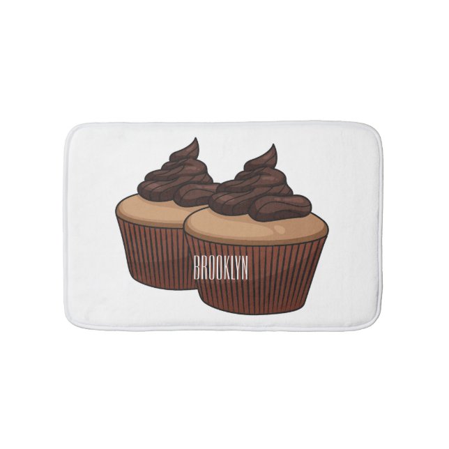 Cupcake cartoon illustration  bath mat (Front)