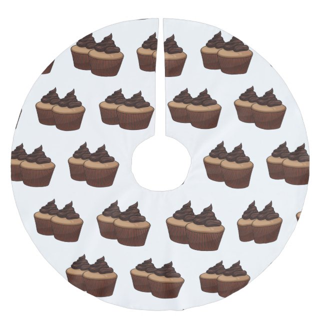 Cupcake cartoon illustration  brushed polyester tree skirt (Front)