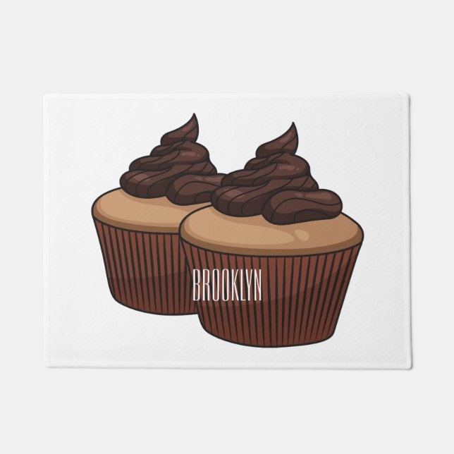 Cupcake cartoon illustration doormat (Front)