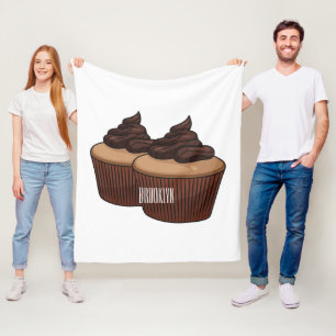 Cupcake cartoon illustration fleece blanket