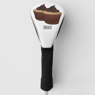 Cupcake cartoon illustration golf head cover