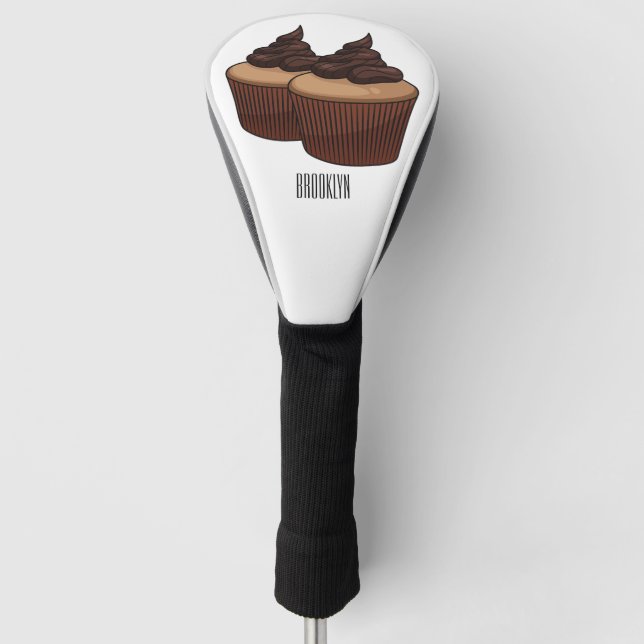 Cupcake cartoon illustration golf head cover (Front)