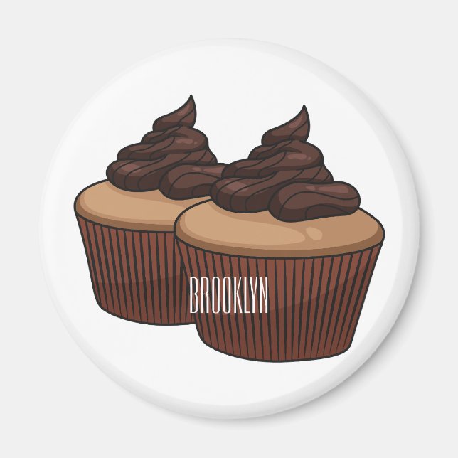 Cupcake cartoon illustration  magnet (Front)