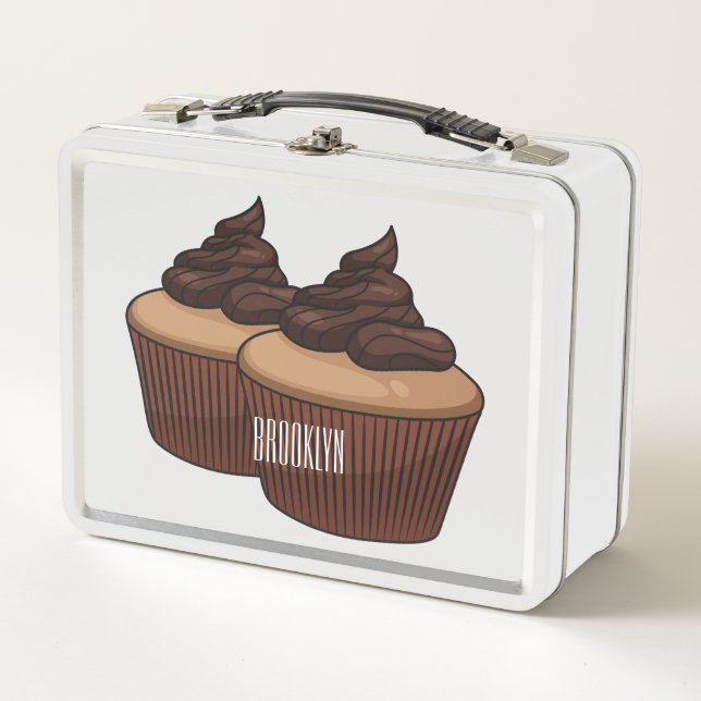Cupcake cartoon illustration  metal lunch box (Front)