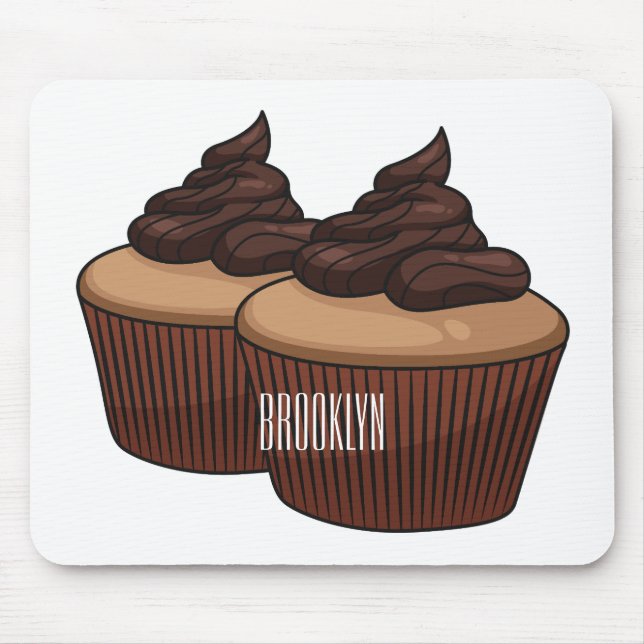 Cupcake cartoon illustration   mouse mat (Front)