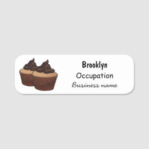 Cupcake cartoon illustration name tag