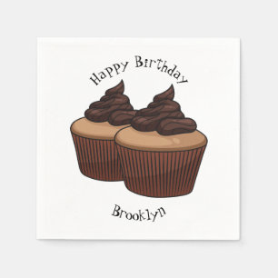 Cupcake cartoon illustration  napkin