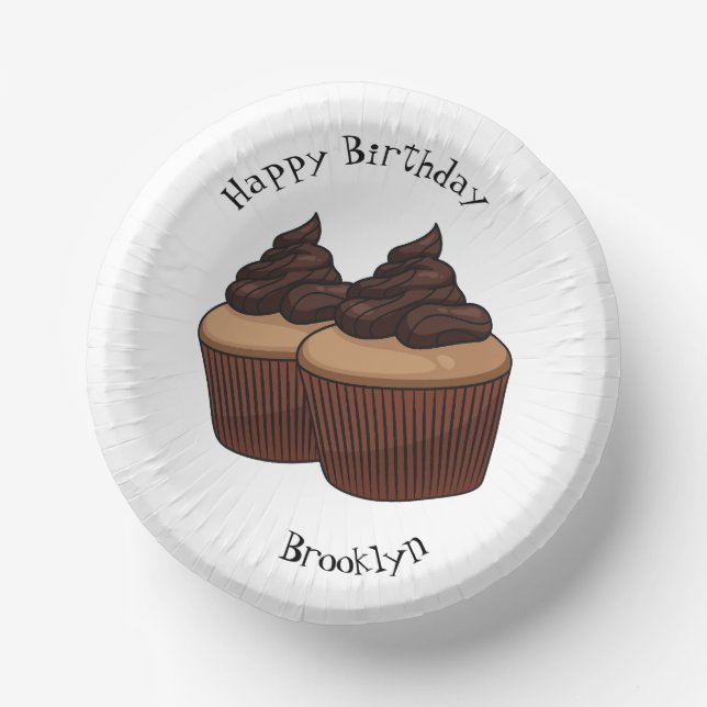 Cupcake cartoon illustration paper plate (Front)