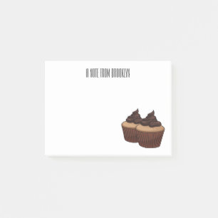Cupcake cartoon illustration post-it notes