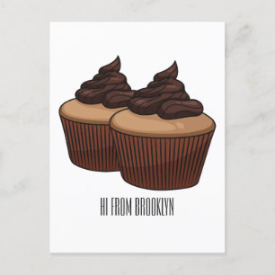 Cupcake cartoon illustration postcard