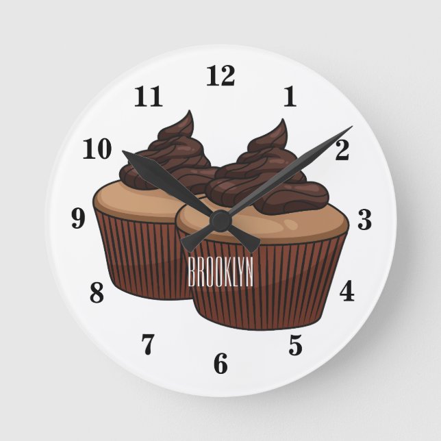 Cupcake cartoon illustration round clock (Front)