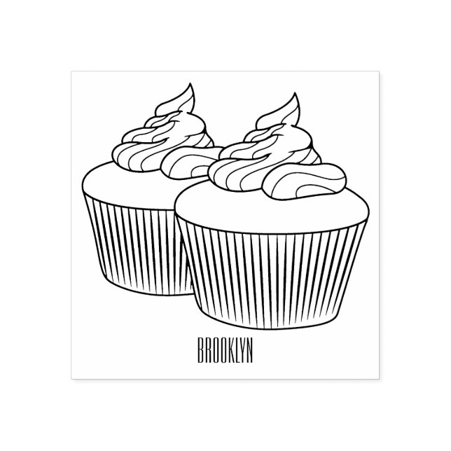 Cupcake cartoon illustration rubber stamp (Imprint)