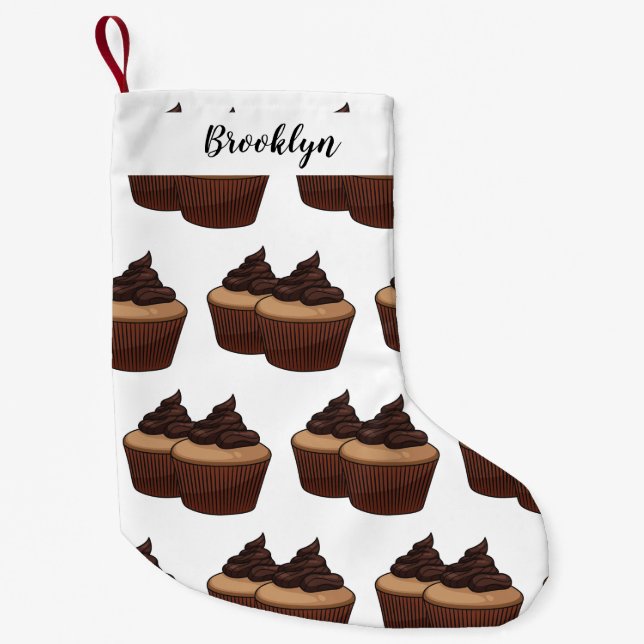 Cupcake cartoon illustration small christmas stocking (Front)
