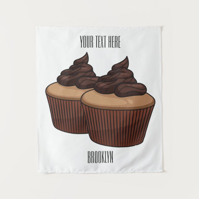 Cupcake cartoon illustration  tapestry (Front)
