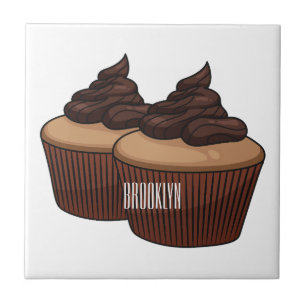 Cupcake cartoon illustration tile