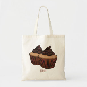 Cupcake cartoon illustration tote bag
