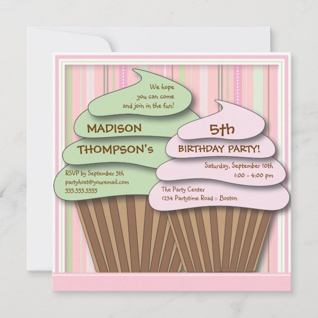 Cupcake Celebration Birthday Party Invitation (Front)
