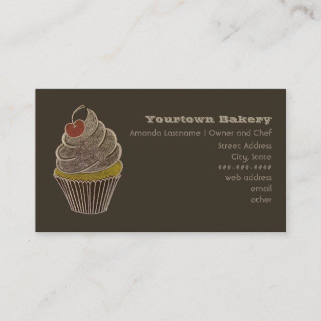 Cupcake Chalkboard Drawing Business Card (Front)