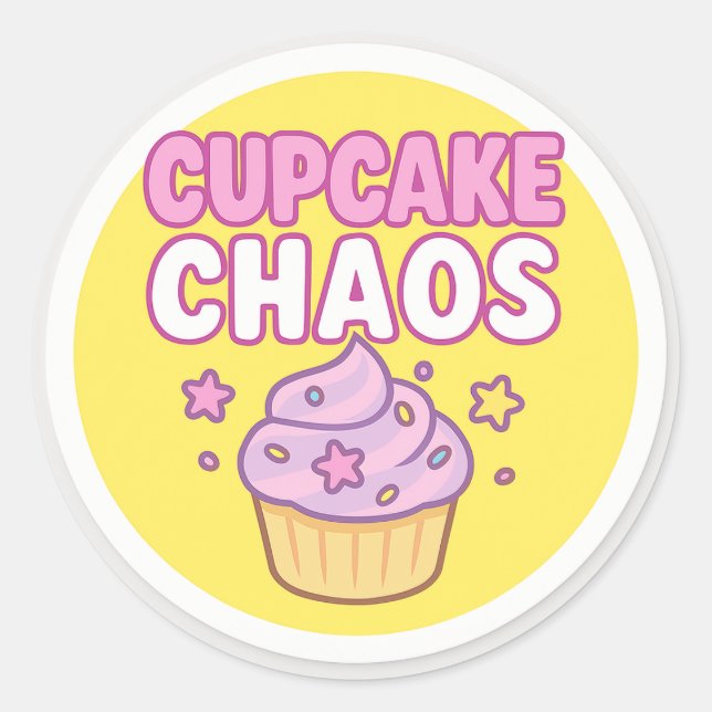 Cupcake Chaos Round Sticker (Front)