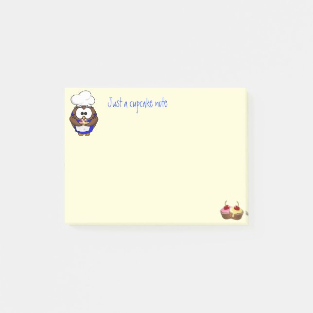 cupcake chef owl post-it notes (Front)