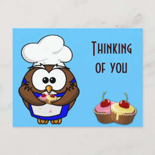 cupcake chef owl postcard