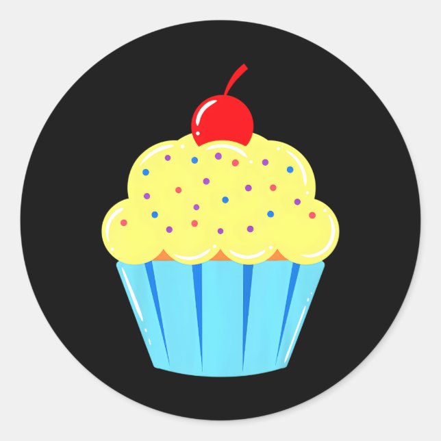 Cupcake Cherry Icing On Top Bun Fairy Cake Pastry Classic Round Sticker (Front)