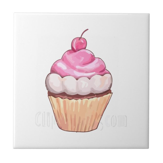 Cupcake Cherry Kitchen Decor Tile (Front)