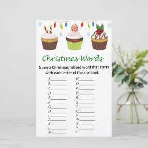 Cupcake christmas alphabet words game