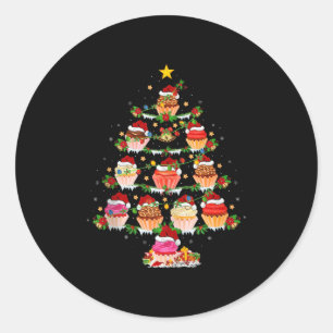 Cupcake Christmas Tree Lights Funny Fast Food Cupc Classic Round Sticker