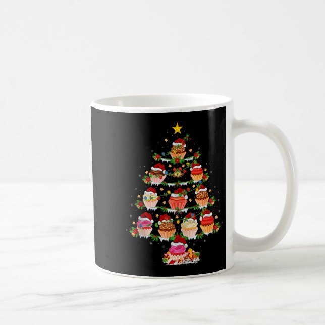 Cupcake Christmas Tree Lights Funny Fast Food Cupc Coffee Mug (Right)