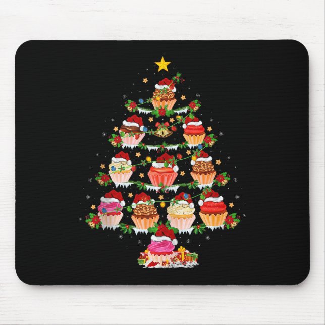 Cupcake Christmas Tree Lights Funny Fast Food Cupc Mouse Mat (Front)