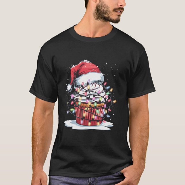 Cupcake Christmas Tree Lights Merry Christmas Cupc T-Shirt (Front)