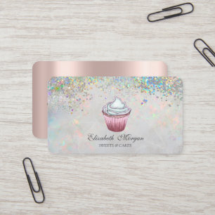 Cupcake Colourful Confetti Holographic Business Card