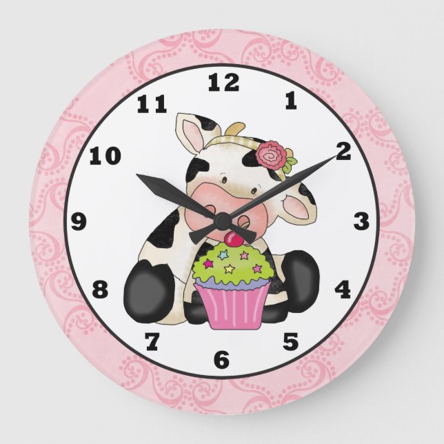 Cupcake Cow wall cartoon clock (Front)
