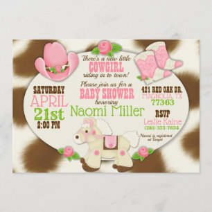 Cupcake Cowgirl Baby Girl Shower Invitation