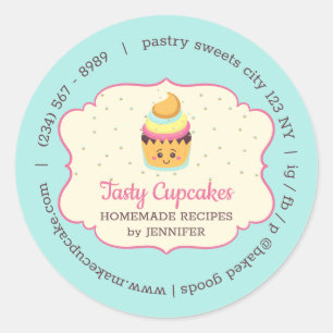 Cupcake Cute Bakery pastry sweets Classic Round Sticker
