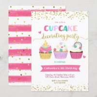 Cupcake Decorating Party Invitation