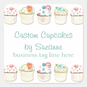Cupcake Dessert Baking Bakery Business Identity Square Sticker