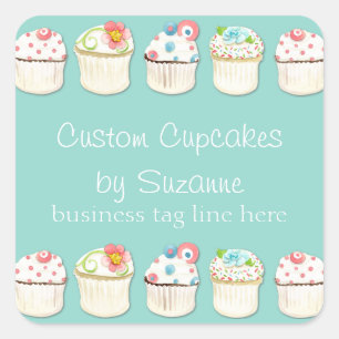 Cupcake Dessert Baking Bakery Business Identity Square Sticker