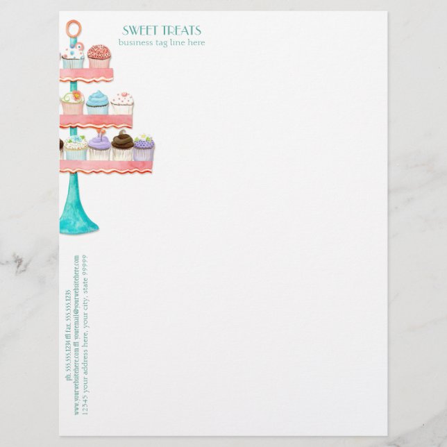 Cupcake Dessert Baking Bakery Business Package Letterhead Design (Front)