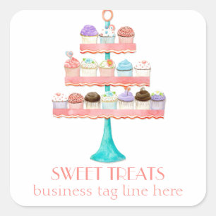 Cupcake Dessert Baking Bakery Business Package Square Sticker