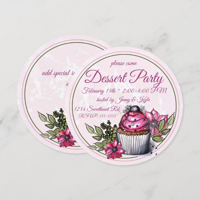 Cupcake Dessert Party Invitation (Front/Back)