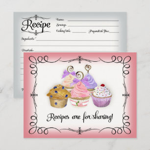 Cupcake Dessert Watercolor Recipe Bridal Shower Postcard