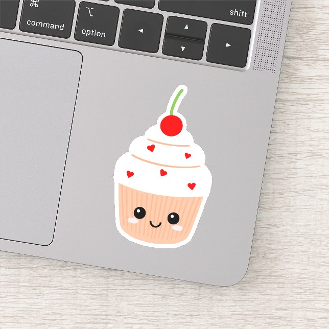 Cupcake Face Vinyl Sticker for Water Bottle etc (Detail)