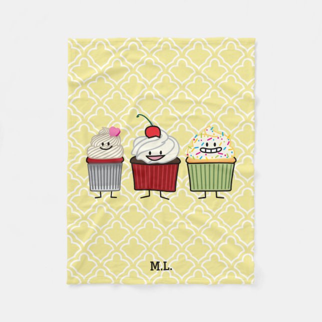 Cupcake family frosting sprinkles cherry cakes fleece blanket (Front)