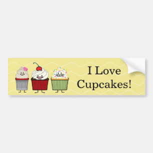 Cupcake family frosting sprinkles cherry cakes hea bumper sticker
