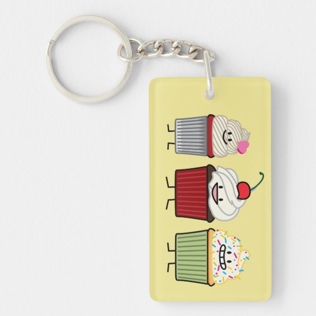 Cupcake family frosting sprinkles cherry cakes hea key ring (Front)