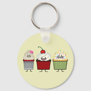 Cupcake family frosting sprinkles cherry cakes hea key ring