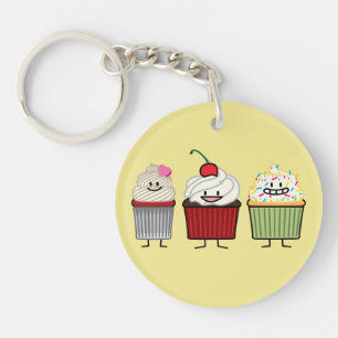 Cupcake family frosting sprinkles cherry cakes hea key ring