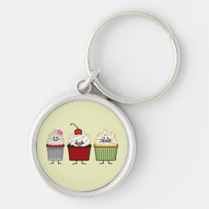 Cupcake family frosting sprinkles cherry cakes hea key ring